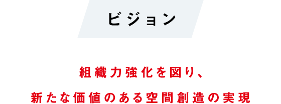 ビジョン 組織力強化を図り、新たな価値のある空間創造の実現